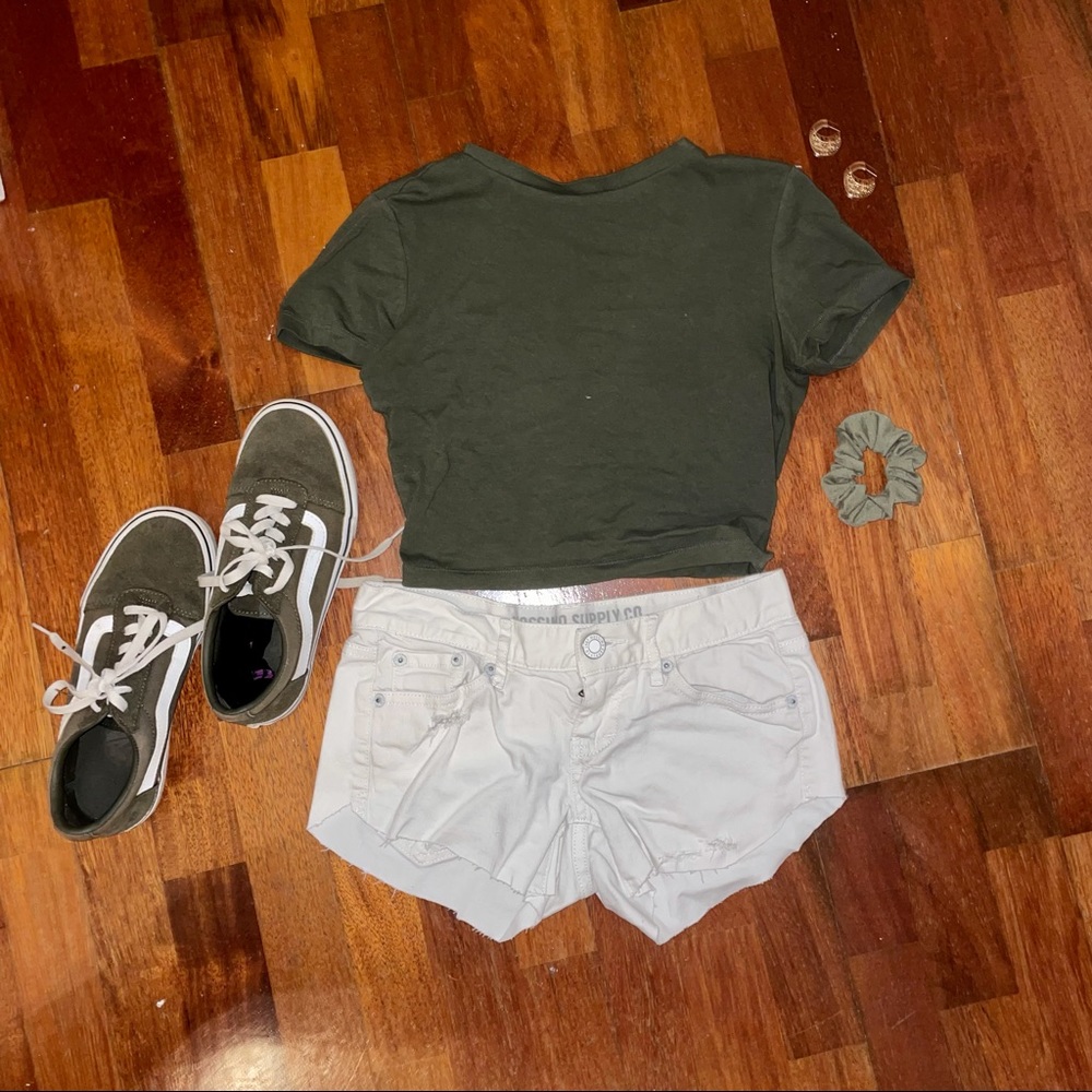 Mossimo Supply White Distressed Short Shorts